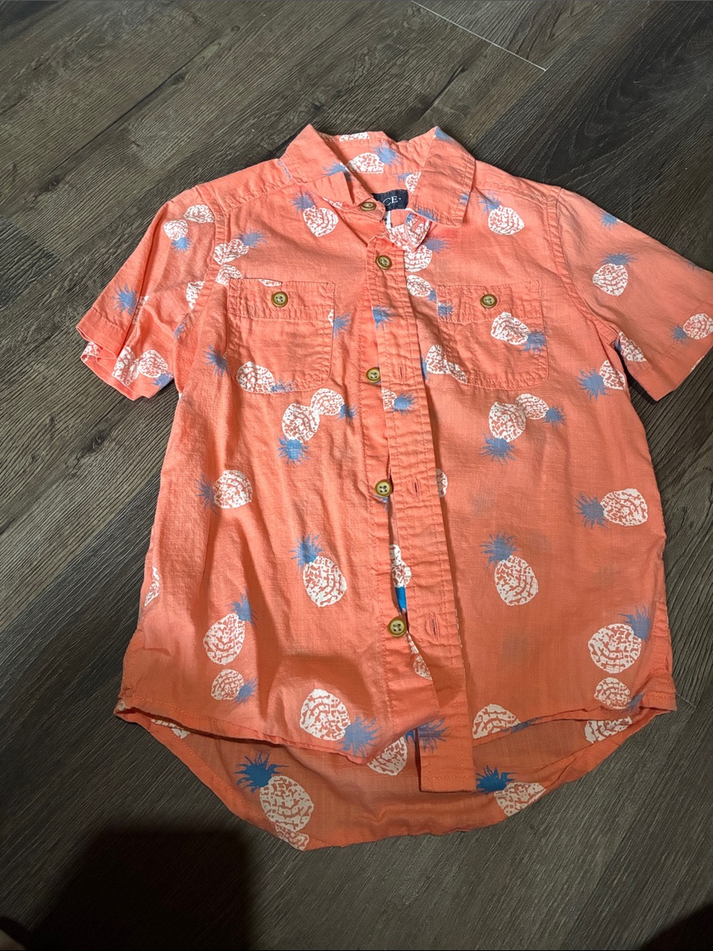The Children's Place Coral Button-Down Shirt with Pineapple Print